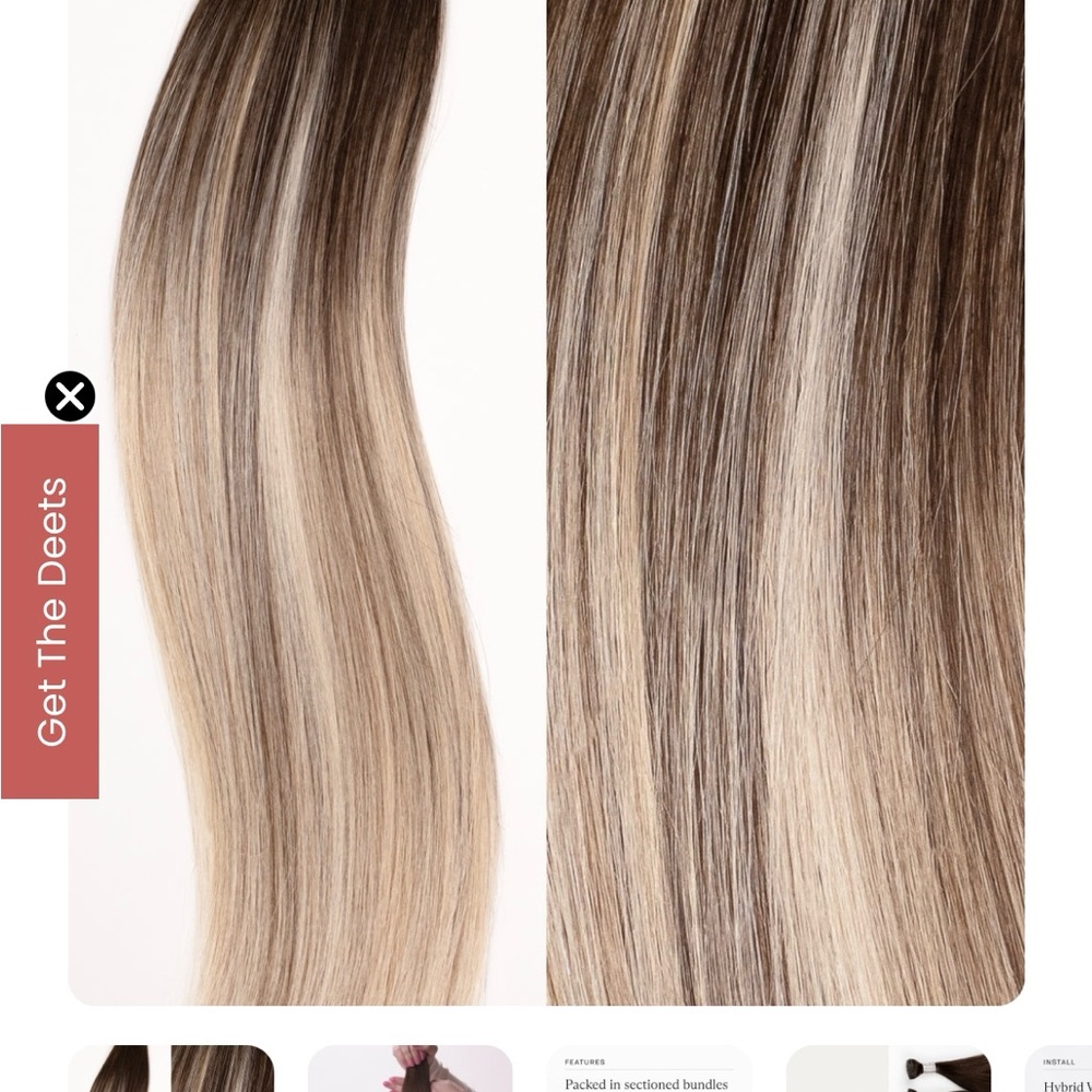 17” Flat Tip Extension Fusion Keratin Human Hair 8pc remy Balayage Omrea 9g